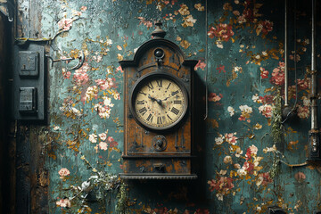 Wall Mural - the steady ticking of an old clock in a quiet room, offering a grounding sense of time. concept of c