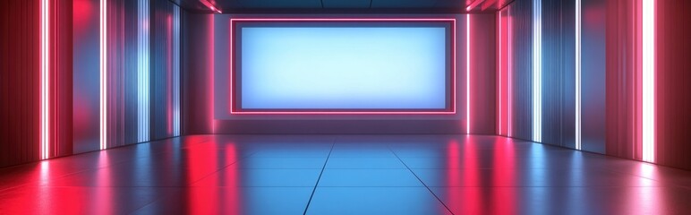 Gray backdrop with LED screen in a news studio setting 3D rendering