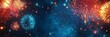 © Barosanu - The image captures a dazzling display of fireworks with vibrant red and blue colors lighting up a star-studded night sky, creating a stunning visual spectacle.
