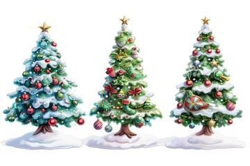 Poster - Three Christmas trees covered in snow