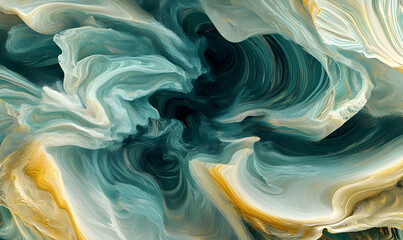 Wall Mural - Abstract swirling pattern of blue, gold, and white.