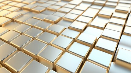 Poster - A close up of a large number of shiny metal cubes, AI