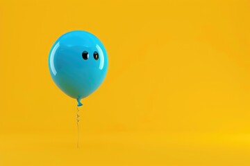 Sticker - A colorful blue balloon with a smiley face icon, ideal for illustrations and designs where a sense of joy and positivity is needed