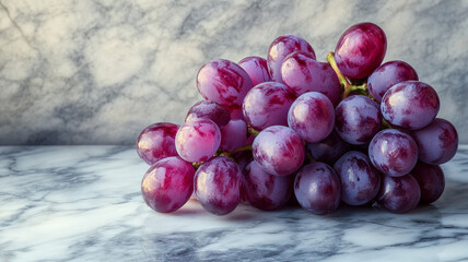 Canvas Print - Bunch of purple grapes on a marble surface.