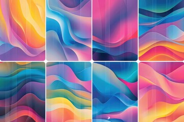 Wall Mural - Set of six vibrant and modern abstract backgrounds for various design uses