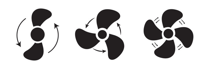 propeller icon set. flat design fan propellers vector isolated on white background.