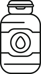 Poster - Simple black and white icon of a bottle with a drop logo representing essential oils or medicine, ideal for websites and apps