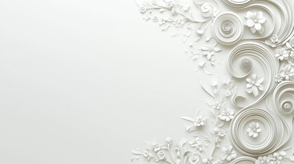 Wall Mural - Wallpaper created from white 3D ribbons. A light 3D rendering with copy-space.