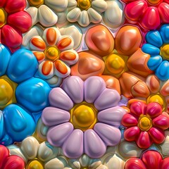 Wall Mural - A bunch of colorful flowers that are arranged in a pattern