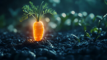 Healthy growth of carrot in sunlight