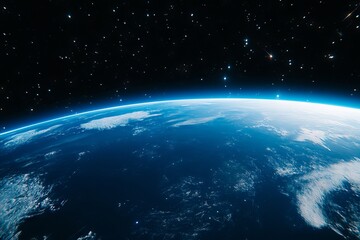 Wall Mural - A view of the earth from space at night with stars in the sky
