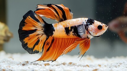 Orange and Black Betta Fish