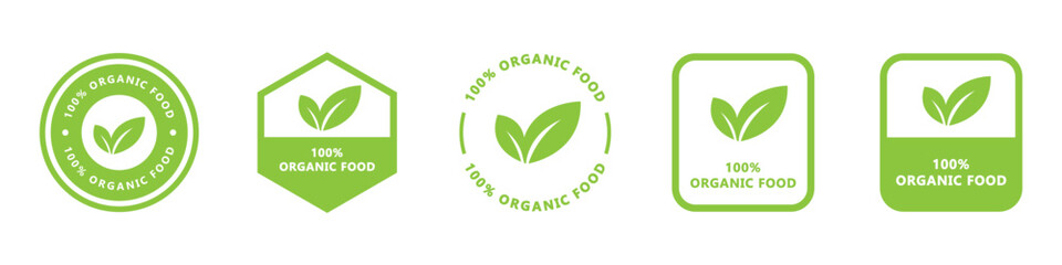 Sticker - Organic Food - vector signs for product labeling.