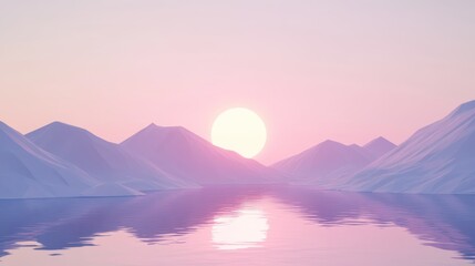 Wall Mural - Pink Sunset Over Mountains