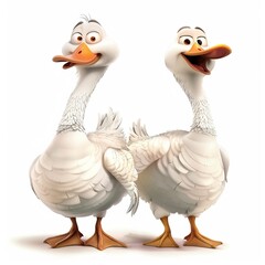 Wall Mural - Geese Pride emotion fantasy animal cartoon isolated whitebackground