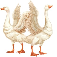 Wall Mural - Geese Pride emotion fantasy animal cartoon isolated whitebackground