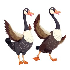 Wall Mural - Geese Sound element animal cartoon isolated whitebackground 16:9