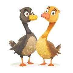 Canvas Print - Geese Sympathy emotion fantasy animal cartoon isolated whitebackground