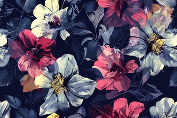 Canvas Print - A bouquet of colorful flowers captured in a tight shot