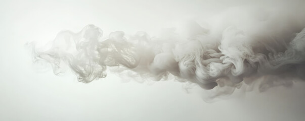 Wall Mural - A soft, isolated dry ice smoke cloud with swirling white vapors against a light background. The cloud has a gentle, ethereal quality, perfect for creating a serene or whimsical atmosphere.