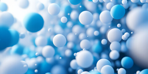 A 3D abstract business background with floating, dynamic spheres in shades of blue and white. The spheres are arranged in a pattern that suggests motion and connectivity.