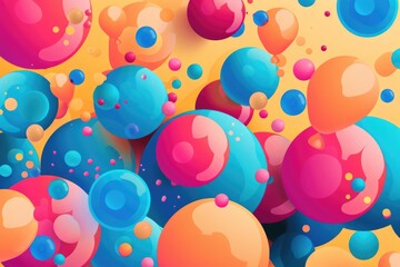 Canvas Print - A cluster of colorful balloons drifting through the air, suitable for parties or celebrations