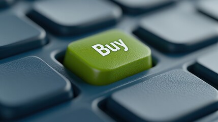 Canvas Print - A close up of a green button on the keyboard that says buy, AI