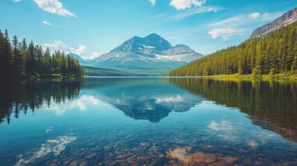 Sticker - Majestic Mountain Reflected in Pristine Lake