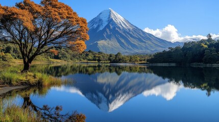 Sticker - Stunning Reflection of Majestic Mountain in Serene Lake