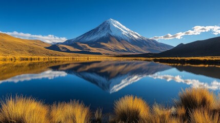 Poster - Snowy Mountain Reflection in Tranquil Lake