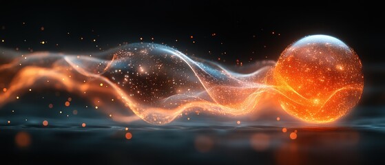 Poster - Glowing Orb With Orange Sparks And A Stream Of Light