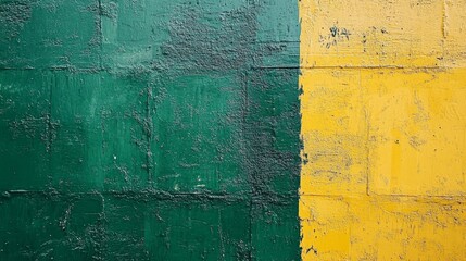 Canvas Print - Textured Green and Yellow Wall