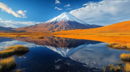 Poster - Majestic Snow-Capped Mountain Reflecting in Tranquil Lake