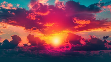 Poster - Dramatic Sunset Sky with Vivid Colors