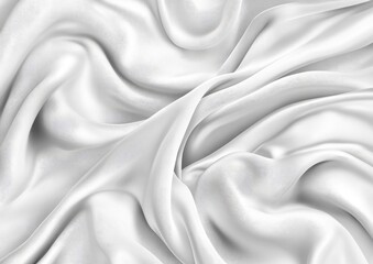 Wall Mural - Line art illustration of elegant flowing fabric featuring soft wavy textures that resemble white silk or satin