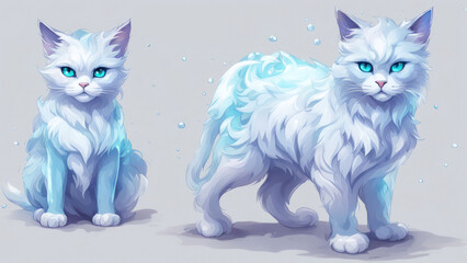 Wall Mural - illustration of a elemental ice cat