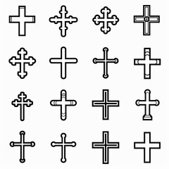 Wall Mural - Cross icon, christianity religion symbol, christian sign, cross shape, church emblem, catholicism symbol