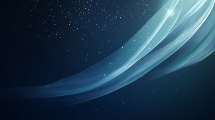 Poster - Abstract Blue Wave with Sparkling Dust on a Dark Background