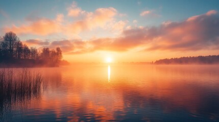 Wall Mural - Sunrise Over Serene Lake