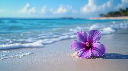 Sticker - Tropical Beach Flower at Sunrise