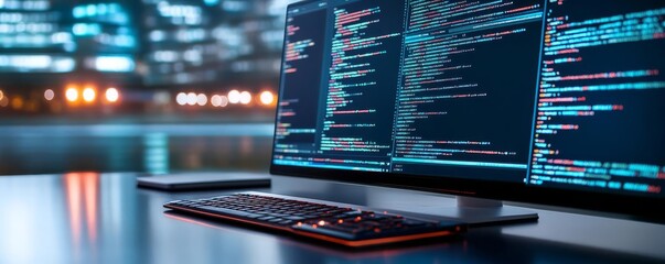 Digital framework tools, programmer enhancing, virtual screens, sleek modern setup