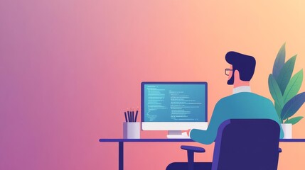 Holographic framework design, coder refining, futuristic office setup
