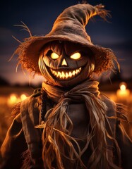 halloween pumpkin head scarecrow