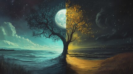 Wall Mural - Night and day