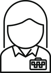 Poster - Line icon of a businesswoman wearing an id badge, perfect for representing office workers, professionals, and employees