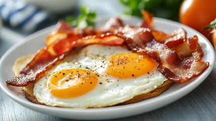 Wall Mural - Sunny side up eggs with bacon