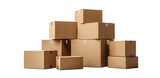 cardboard box warehouse mockup, png file of isolated cutout object with shadow on transparent background.