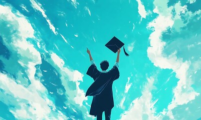 A Graduate Throws Their Cap Into The Air, Celebrating Achievement