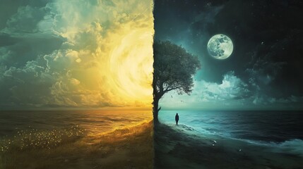 Wall Mural - night and day