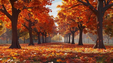 autumn trees illustration.